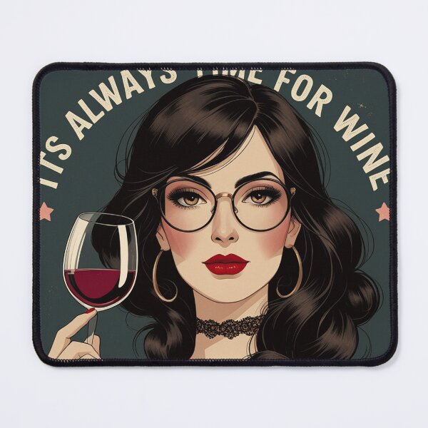Item preview, Its always time for Wine! Dark haired woman beautiful poster art designed and sold by Vintage Designs +.