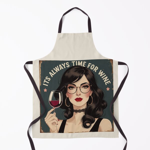 Item preview,  Its always time for Wine! Dark haired woman beautiful poster art designed and sold by Vintage Designs +.