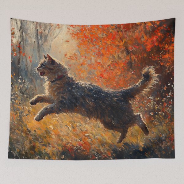 Item preview, Cat in Autumn Forest - Aesthetic Animal Impressionism Painting designed and sold by PurrGreen.