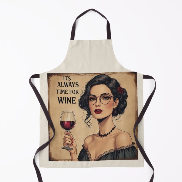 Item preview,  Its always time for Wine! Dark haired woman beautiful poster art designed and sold by Vintage Designs +.