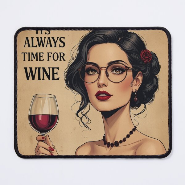 Item preview,  Its always time for Wine! Dark haired woman beautiful poster art designed and sold by Vintage Designs +.