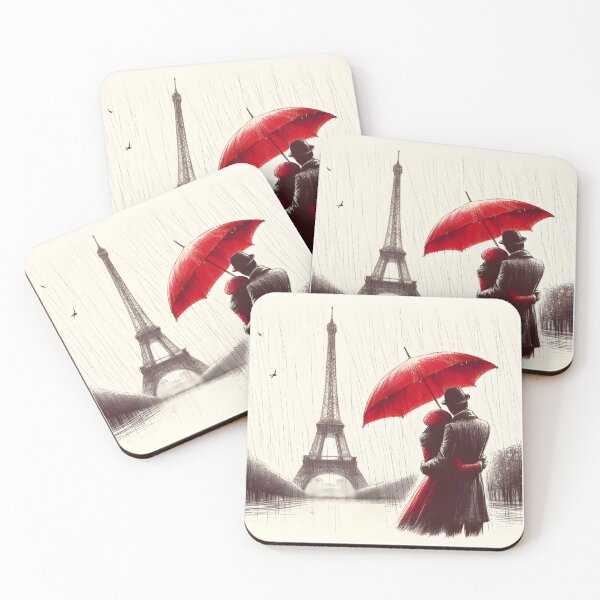 Item preview, Romantic Stroll Under Red Umbrella designed and sold by inkNext.