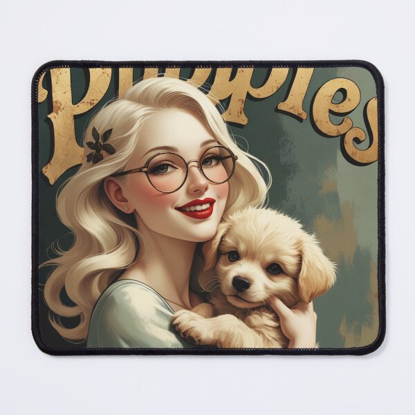 Item preview, Puppies - Girl hugging a cute puppy poster designed and sold by Vintage Designs +.