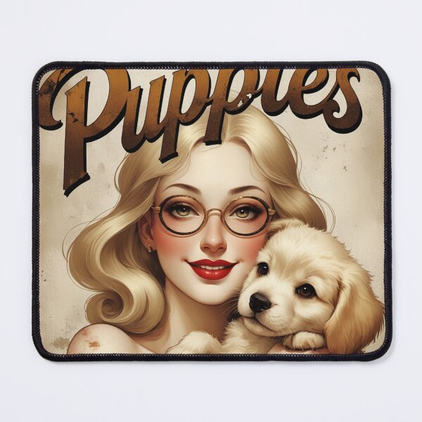 Item preview,  Puppies - Girl hugging a cute puppy poster designed and sold by Vintage Designs +.