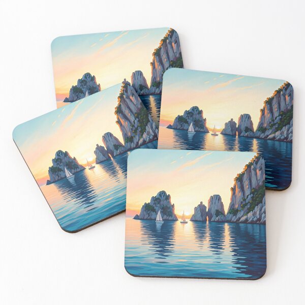 Item preview, Faraglioni, Capri: Limestone Sea Stacks at Sunset designed and sold by LSVart.