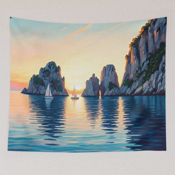 Item preview, Faraglioni, Capri: Limestone Sea Stacks at Sunset designed and sold by LSVart.
