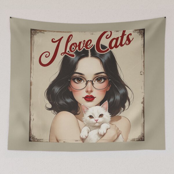 Item preview, I love Cats cute poster designed and sold by Vintage Designs +.