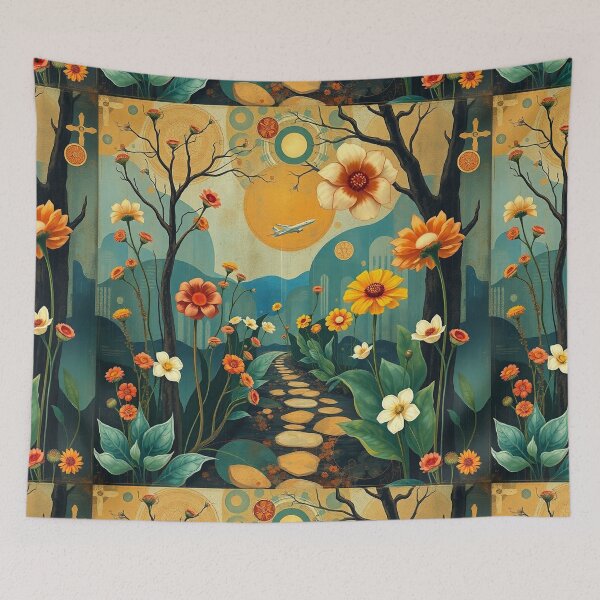 Item preview, A Beautiful Flower Garden painting inspired by Gustav Klimt designed and sold by Vintage Designs +.