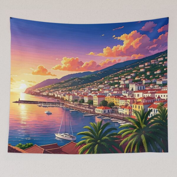 Item preview, Funchal, Madeira: Sunset Over Coastal Charm designed and sold by LSVart.