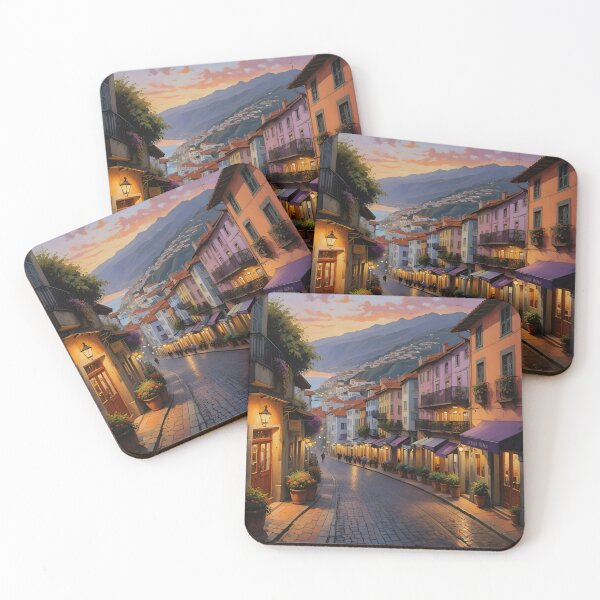 Item preview, Funchal, Madeira: Sunset on Charming Cobblestone Streets designed and sold by LSVart.