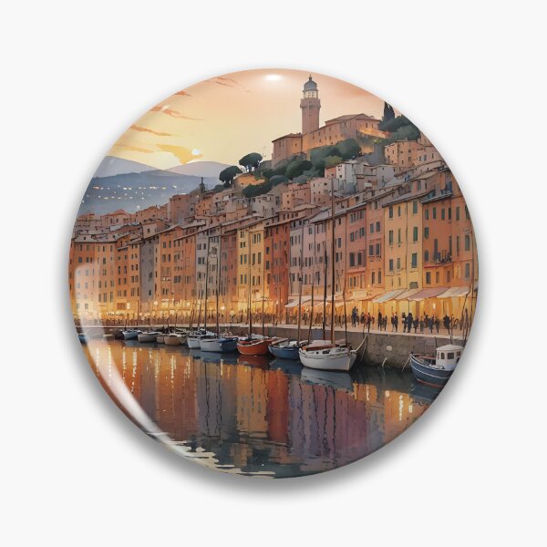 Item preview, Genoa’s Old Harbour: Sunset Reflections on Calm Waters designed and sold by LSVart.