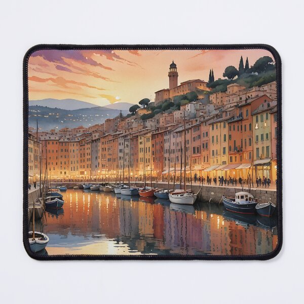 Item preview, Genoa’s Old Harbour: Sunset Reflections on Calm Waters designed and sold by LSVart.