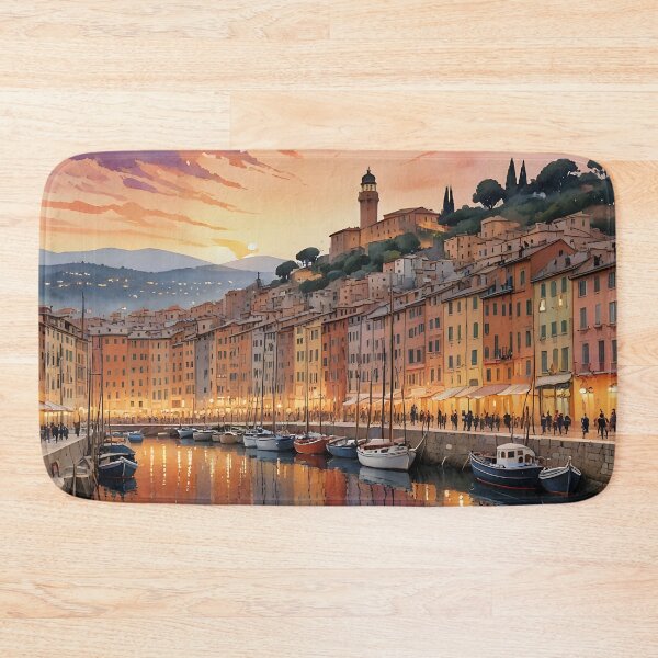 Item preview, Genoa’s Old Harbour: Sunset Reflections on Calm Waters designed and sold by LSVart.
