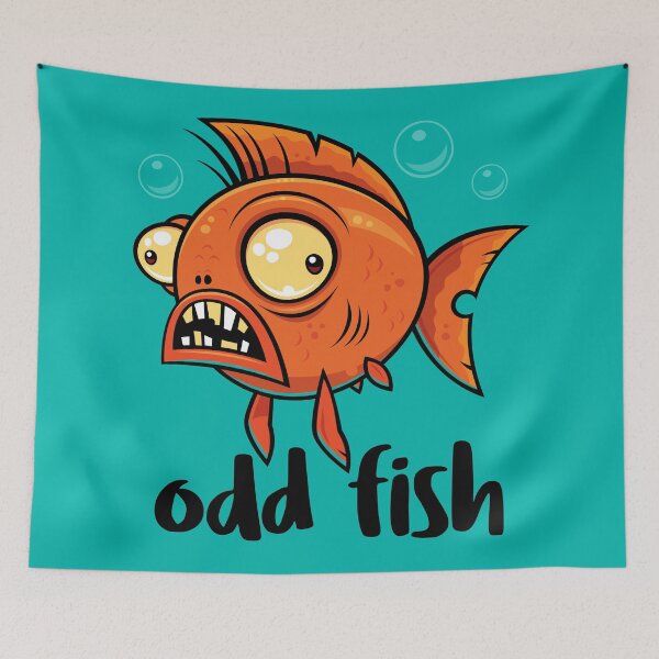 Item preview, Odd Fish Quirky Funny Orange Goldfish Cartoon designed and sold by fizzgig.