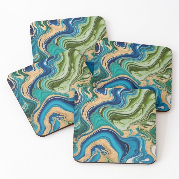 Item preview, A turquoise and gold marbling design designed and sold by Summer Sunshine.