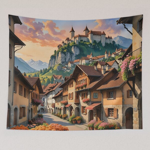 Item preview, Gruyères, Switzerland: Medieval Sunset Charm designed and sold by LSVart.