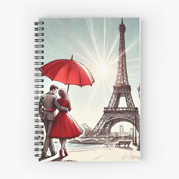 Item preview, Parisian Couple with Red Umbrella designed and sold by inkNext.