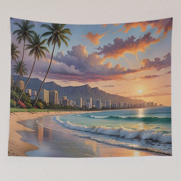 Item preview, Honolulu, Hawaii: Sunset Reflections over Waikiki designed and sold by LSVart.