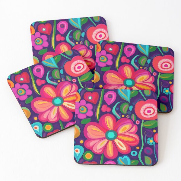 Item preview, Colorful Abstract Hearts and Flowers Pattern designed and sold by sheprint.