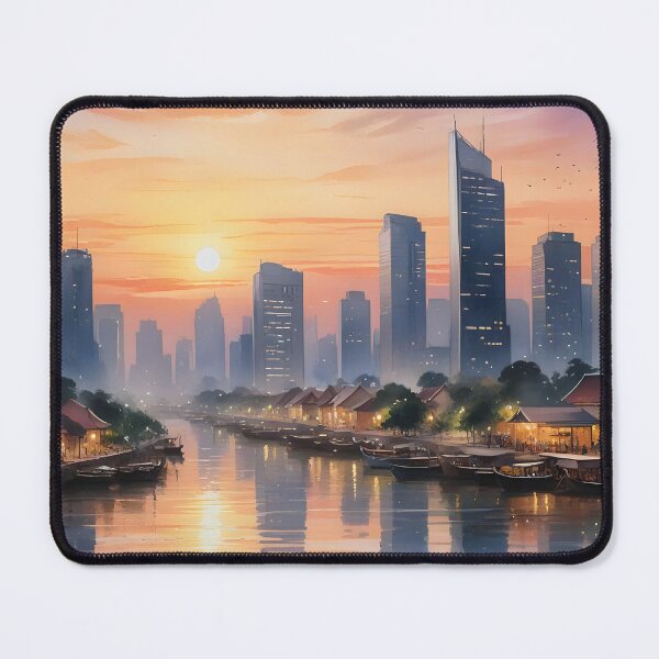 Item preview, Jakarta, Indonesia: Dusk Cityscape of Modern Skyscrapers designed and sold by LSVart.