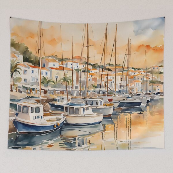 Item preview, Lagos Marina at Sunset: Golden Evening Serenity designed and sold by LSVart.