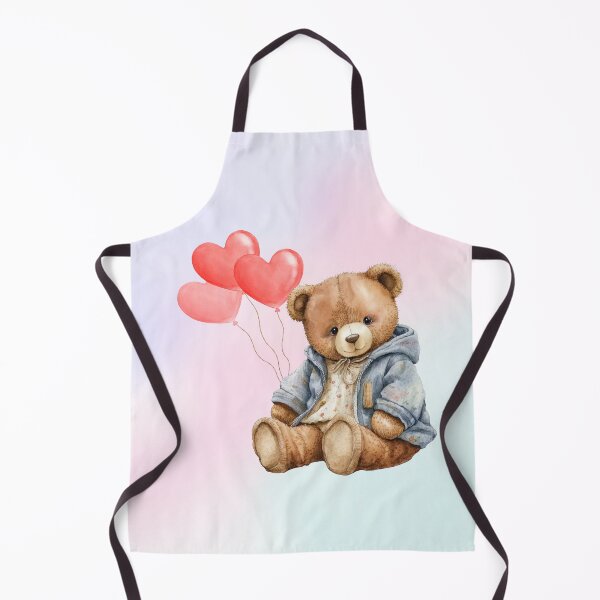 Item preview, Cute Teddy Bear with heart balloons on watercolour background designed and sold by Fantacaroo Designs.