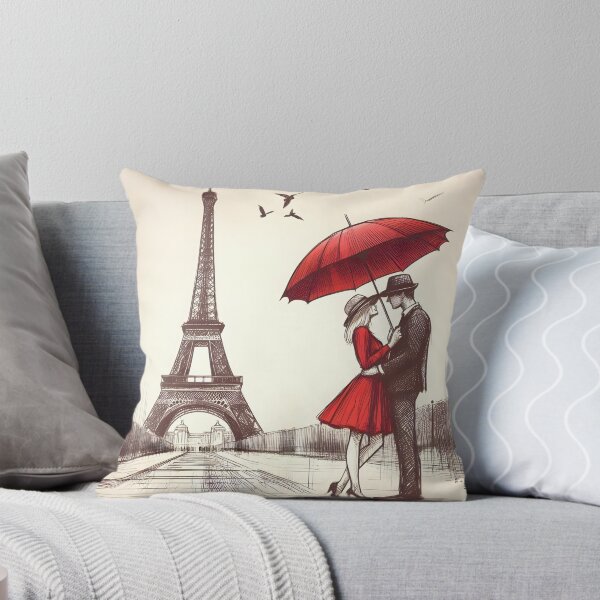 Item preview, Parisian Couple with Red Umbrella designed and sold by inkNext.