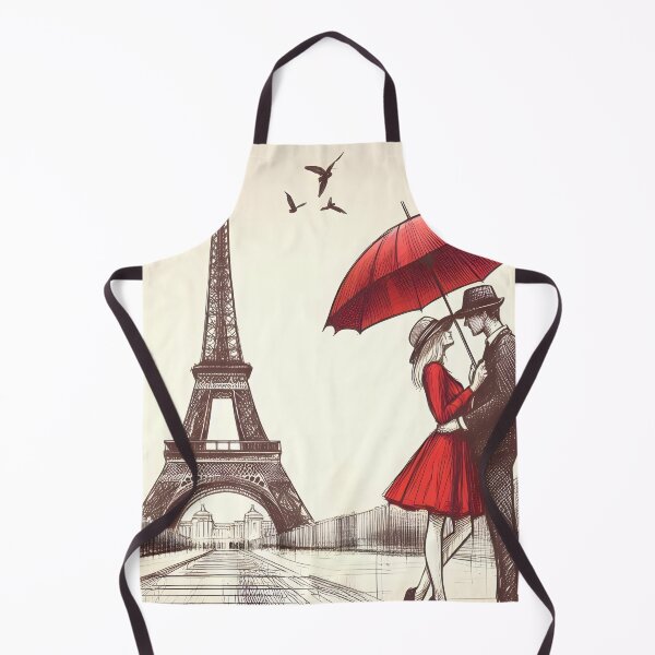 Item preview, Parisian Couple with Red Umbrella designed and sold by inkNext.
