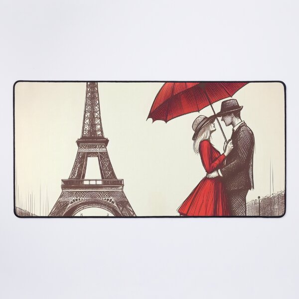 Item preview, Parisian Couple with Red Umbrella designed and sold by inkNext.
