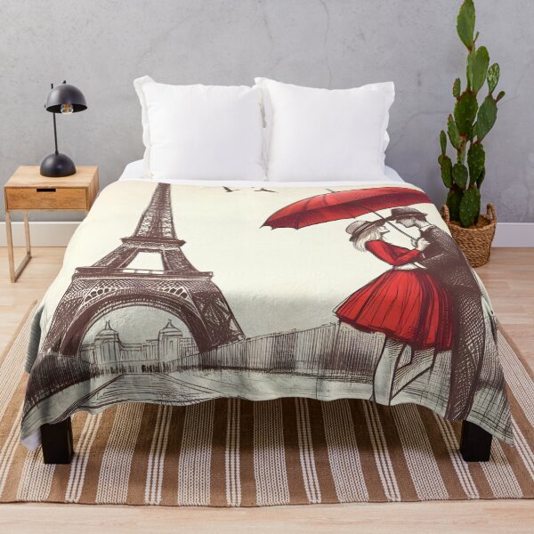 Item preview, Parisian Couple with Red Umbrella designed and sold by inkNext.