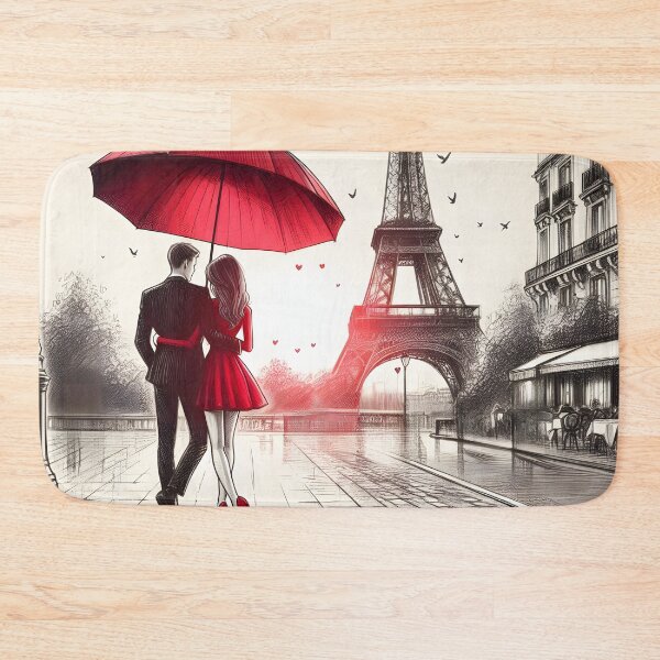 Item preview, Romantic Stroll Under Red Umbrella designed and sold by inkNext.