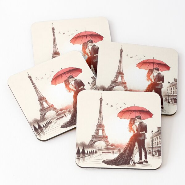 Item preview, Lovers Embrace Under Parisian Umbrella designed and sold by inkNext.