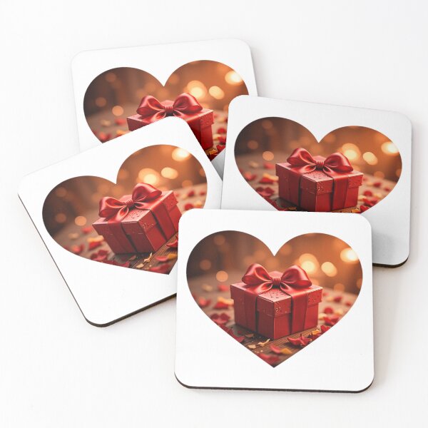 Item preview, Elegant Red Present Box with Matching Scarlet Bow, Heart Frame, and Romantic Rose Petals designed and sold by KreaDesignOne.