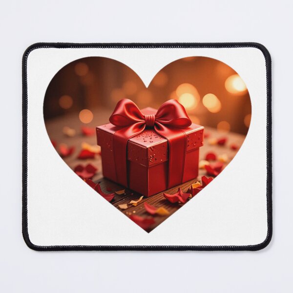 Item preview, Elegant Red Present Box with Matching Scarlet Bow, Heart Frame, and Romantic Rose Petals designed and sold by KreaDesignOne.