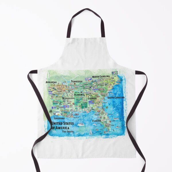 Item preview, USA Southern States Travel Poster Map Florida Louisiana Mississippi Arkansas Carolinas Georgia designed and sold by artshop77.