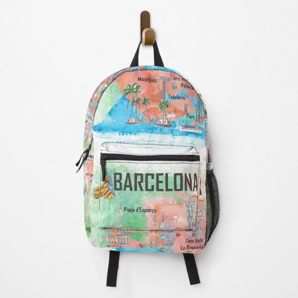 Item preview, Barcelona Catalonia Spain Illustrated travel poster Favorite Map Tourist Highlights designed and sold by artshop77.