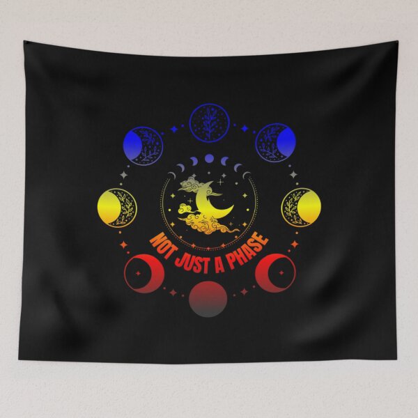 Item preview, Moon Phases, Not Just A Phase graphic, Polyamory pride flag graphic, sun moon and stars, pride graphic, Astronomy, night sky, star gazing, Full Moon, Crescent moon, outdoors, nature, designed and sold by PrideBeProud.