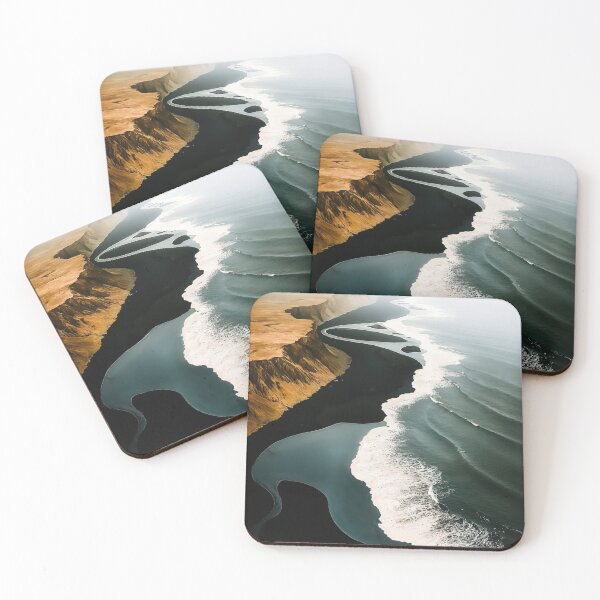 Item preview, Wild Waves meet a Black Sand Beach in Iceland  - Aerial Landscape Photography designed and sold by regnumsaturni.