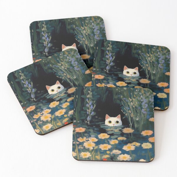 Item preview, Cat looking cheeky in an enchanted pond - Oil Painting designed and sold by regnumsaturni.