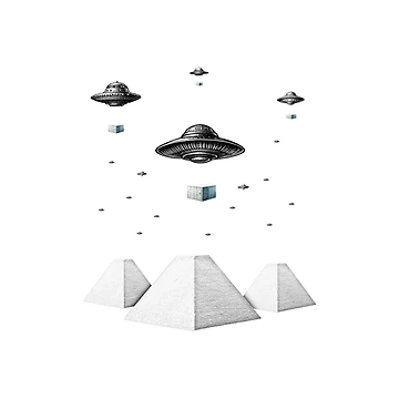 Artwork thumbnail, UFOs Building Pyramids by Tenpaces