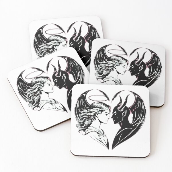 Item preview, Valentines Day angel and demon couple with heart,Valentine heart,valentine art,valentine design designed and sold by Expressions-Sel.