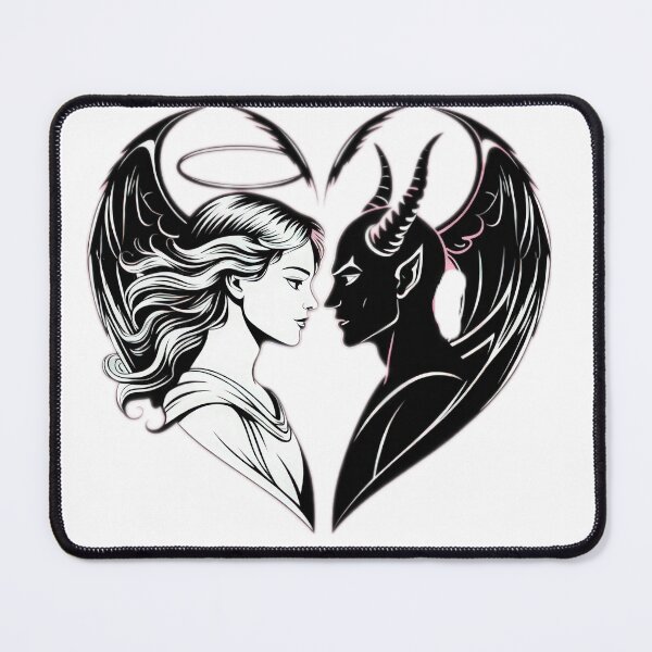 Item preview, Valentines Day angel and demon couple with heart,Valentine heart,valentine art,valentine design designed and sold by Expressions-Sel.