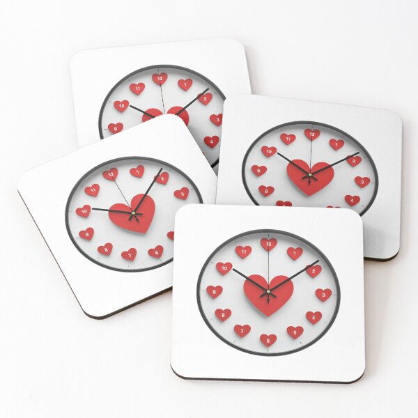 Artikelvorschau, Valentinstag Uhr mit Herzen, Valentinstagsherz, Valentinstagskunst, Valentinstagsdesign entworfen und verkauft von Expressions-Sel.
