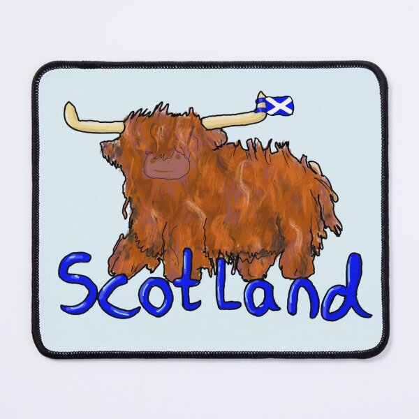 Item preview, Cartoon Highland Cow with Scotland Flag digital artwork designed and sold by Purple-Thistle-249.