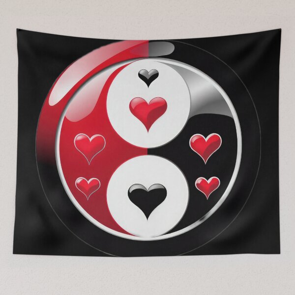 Artikelvorschau, Valentinstag Yin und Yang -Symbol mit Herzen, Valentinstagsherz, Valentinstagskunst, Valentinstagdesign entworfen und verkauft von Expressions-Sel.