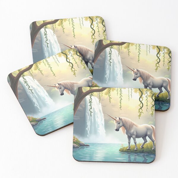 Item preview, Enchanted Unicorn Waterfall - Print Art, T-Shirts, Duvets, Curtains designed and sold by CelestialAllure.