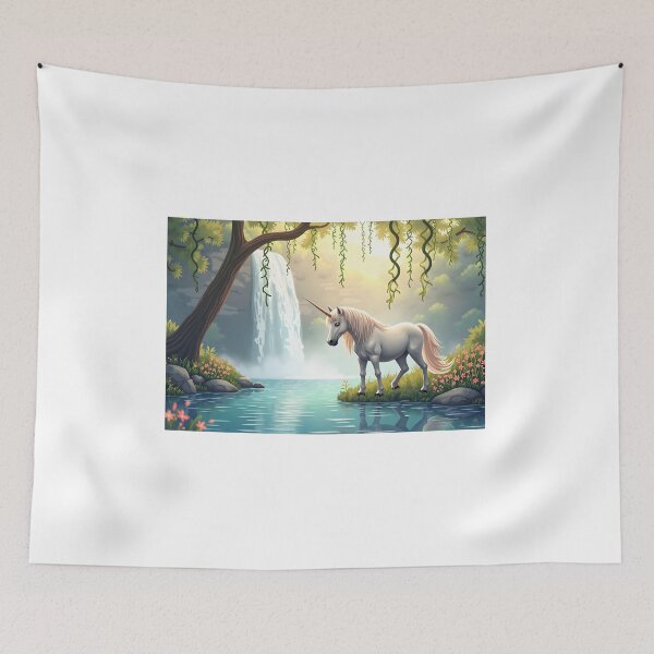 Item preview, Enchanted Unicorn Waterfall - Print Art, T-Shirts, Duvets, Curtains designed and sold by CelestialAllure.