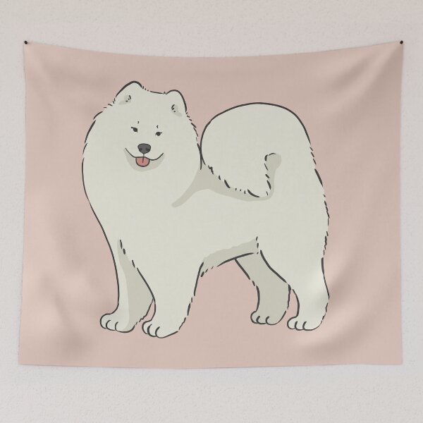 Item preview, Cute Samoyed dog - pastel pink designed and sold by Milanicole.