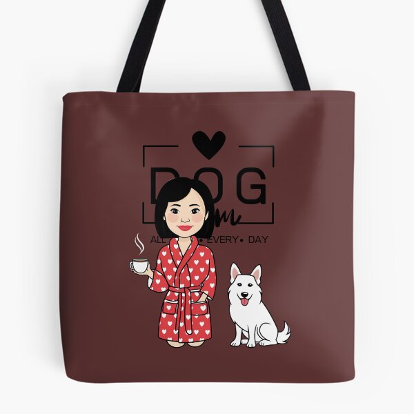 Item preview, Dog Mom All Day Every Day – Cozy Morning with a White Swiss Shepherd designed and sold by GoodyPaws.