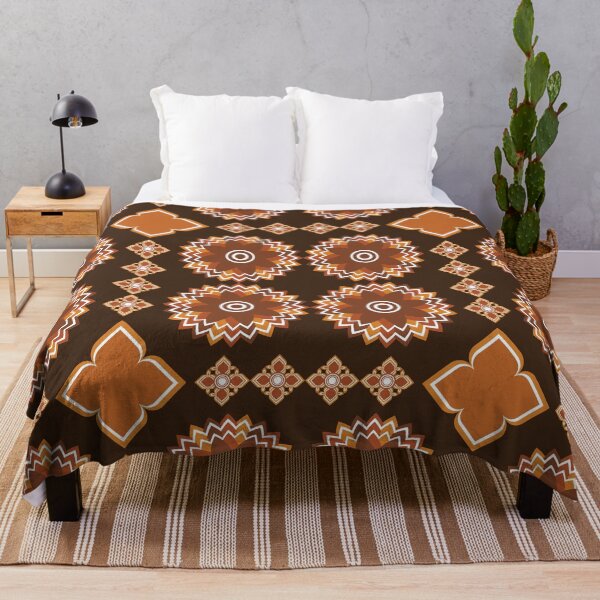Item preview, A vintage folk pattern with embroidery details in dark brown designed and sold by zephstudoartist.